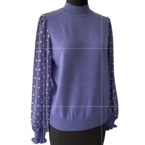 Nanette Lepore Women's Polka Dot Blue Sweater